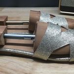 Olivia Miller  Slide Sandal Womens 8 Silver Glitter Retro Slip On Open Toe Casual Photo 1