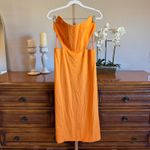 NBD  Leighton Midi Dress Large NWT Satin Orange Lace-Up Cutout Photo 1
