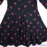 Unique Vintage Black & Red Bows Print Stephanie Fit & Flare Dress, 3X Photo 11