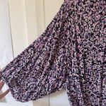 H&M  sz XL Womens Black Pink Flowy Ditsy Floral Long Sleeve Tiered Babydoll Dress Photo 3