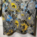 Anthropologie  Troubadour | Floral Plaid Mock Neck Sweater Gray Yellow Small Photo 3