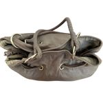 Elliott Lucca Taupe Leather Braided Drawstring Shoulder Bag Brown Photo 7