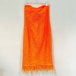 Karen Millen Boucle Feather Hem Pencil Dress Womens 8 Orange Glam Party Feminine Photo 7
