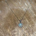 Sterling Silver Lab Fire Opal & CZ 925  Heart Necklace Photo 3