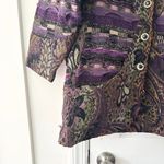 Leoniak Vintage Cotton Metallic Retro Knit Paisley Tapestry Three Button Blazer Purple Size undefined Photo 2