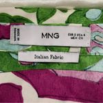 Mango  Wrapped Satin Mini Dress Floral Long Sleeve Collared Green Purple Small Photo 7