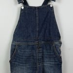 Free People Torn Up Denim Overall Jumper Mini Dress Women Sz 4 Boho Fray Hem Photo 0