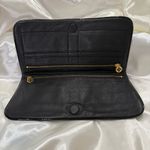 Tory Burch  Pebble Leather Clutch Wallet Fold Over Black Logo Elegant Cocktail Photo 3