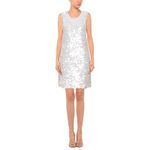 PINKO Ivory Iridescent Sequin Sleeveless Mini Shift Dress Size 6 $784 Cocktail White Photo 15