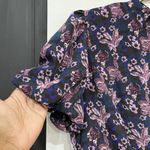 Melrose & Market Floral Ruched Puff Sleeve Dress High Neck Large Purple Photo 2