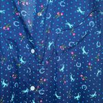 Roper Western Riding Horse Blouse Pearl Snap Navy Blue Patterned Women's Top L Size L Photo 5
