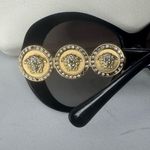Versace Medusa Sunglasses Black Frame Gold Medusa With Small Clear Crystals. Photo 4