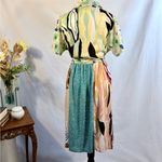 Yak & Yeti Patchwork Floral Button Front Midi Dress Size Medium🧡 Green Photo 5