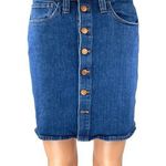 Madewell  Women's Blue Button Up Medium Wash Pencil Denim Jean Skirt Size 27 Photo 0