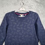 Boden Hannah Sweatshirt Dress 4R Navy Foil Leaf Print Mini Dress Pockets Cozy Blue Size 4 Photo 3