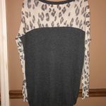 Rebecca Taylor Leopard Animal Print Knit Wool Blend Long Sleeve Top Grey Medium Photo 1