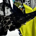 Cache  Evening Gown Jeweled Beaded Embellished High Neck Mesh Formal Navy Blue 2 Photo 3