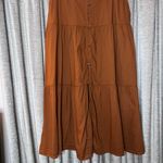 Old Navy Tiered Button Front A-Line Brown Midi Skirt in Size Large Photo 3