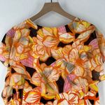 Clover + Pine Tropical Floral Chiffon Layered Scoop Neck Flutter Sleeve Blouse Orange Size XL Photo 9