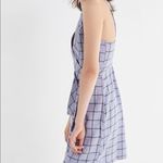 Urban Outfitters Amanda Linen Mini Dress XS Purple Plaid Check Belted Wrap Photo 8