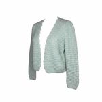 Handmade Mint Green Scalloped Edge Crochet Knit Cropped Cardigan Sweater Small Photo 1