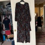 Orange Creek  black floral jumpsuit L Photo 2