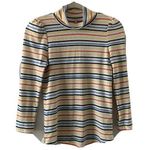Free People Womens Size Small Multicolor Stripe Ribbed Mock Neck L/S Top Blouse Photo 0
