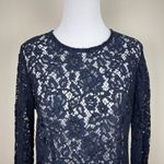 J.CREW Lace Blouse Top Womens 4 Navy Blue‎ Floral Long Sleeve Crew Party Holiday Blue Photo 2