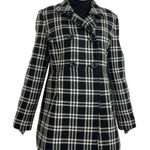 Style & Co . Black And White Plaid Long Wool Peacoat Women's Large Preppy Photo 0