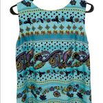 Vintage 90s K Studio Bright Blue Eclectic Floral Paisley Sleeveless Midi Dress Size 6 Photo 1