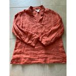 C&C California C & C California Top Womens Large Orange Linen Collared Beach Coastal Preppy Photo 2