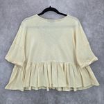 Urban Outfitters  Pink Ruffle Button Short Cropped Oversized Blouse Top S Small Photo 1
