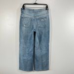 ZARA  Wide Leg Jeans Womens 8 Distressed Ripped Knee Light Wash High Rise Denim‎ Photo 2
