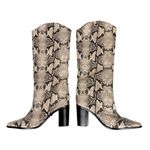 Schutz  Analeah Neutral Snakeskin Leather Knee High Block Heel Boots Size 8.5 Photo 3