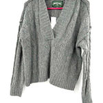 American Eagle  size XXS oversized cable knit hooded sweater New with‎ Tags gray Photo 0