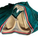 Cacique  GREEN Mesh Ruched Bottom Blousy Top Built in Bra Tankini Sporty 40DDD 14 Photo 4