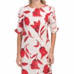 NWT Allegra Masetti tulip print linen dress Cotton Linen Floral Red Photo 1