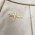 Cole Haan Taupe Gray Leather Crossbody Pleated Detail Purse Classic Neutral Bag Photo 4