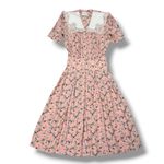 Karin Stevens Vintage 80s Floral Lace Collar Puff Sleeve Maxi Dress Pink 8 Photo 10