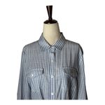 Joy Joy  Dress Women Large Blue White Striped Button‎ Front Tie Waist Shirt NWT Photo 2