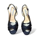 Albano Rich Blue Satin Strappy Heels Size 39 Eur 8.5 US Formal Italy Wedding Photo 1