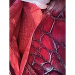 Elaine Turner Red Croc Embossed Genuine Leather Purse Shoulder Bag Satchel Tote Photo 7