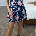 Morgan Taylor Blue floral silk slip mini dress Photo 0
