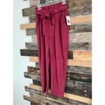 Free People  NWT Womens Burgundy Faux Suede Belted Cropped Pants sz 0 Photo 2