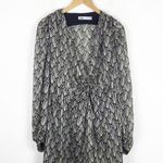 ZARA Mini Dress 70s Gray Black Knotted Metallic Thread Draped Large 8677/067 Photo 2