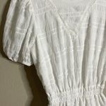 Aura  White Puff Sleeve textured eyelet crochet tiered Dress small Photo 2