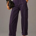 Anthropologie Maeve Contrast Stitch Utility Cargo Pants in Navy Indigo Size 6 Photo 0