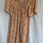 American Eagle Outfitters Tan Floral Midi Dress White Size 0/S Photo 0