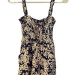 Lilly Rose Navy Blue Floral Sleeveless One Piece Shorts Romper Women Sz XS Photo 0