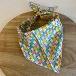 Vintage Silky Pastel Abstract Print Triangle Neck Tie Bandana Pink Photo 9